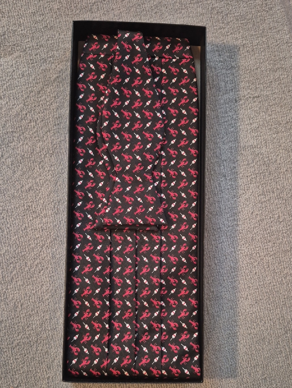 Nell Allyn Bow Tie And Cummerbund with Red Lobster Pattern